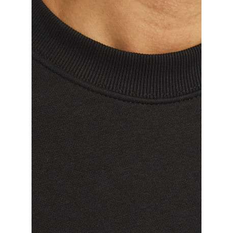 Sweat noir uni avec une coupe droite un col rond et des manches longues - Image 5