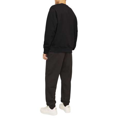 Sweat noir uni avec une coupe droite un col rond et des manches longues - Image 7