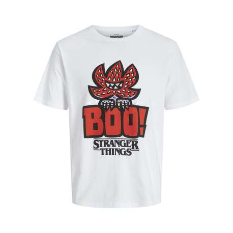 T-shirt en coton blanc imprimé avec une coupe droite et un col rond