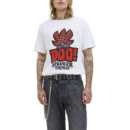 T-shirt en coton blanc imprimé avec une coupe droite et un col rond - Image 2