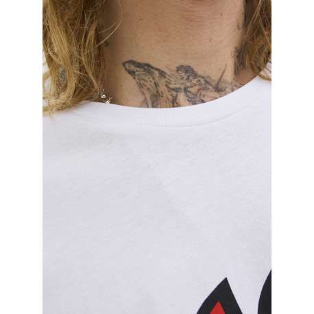 T-shirt en coton blanc imprimé avec une coupe droite et un col rond - Image 5
