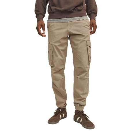 Pantalon Cargo Jpstkane Noah Cuffed Cargo en coton mélangé beige uni - Image 5