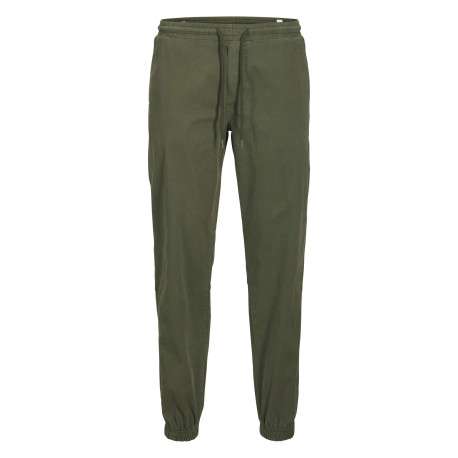 Pantalon Jogging Jpstkane Troy Cuffed Jogger Sn en coton kaki uni à coupe droite