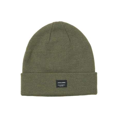 Bonnet kaki en maille piquée avec un patch iconique sur le revers