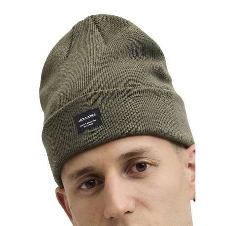 Bonnet kaki en maille piquée avec un patch iconique sur le revers - Image 4
