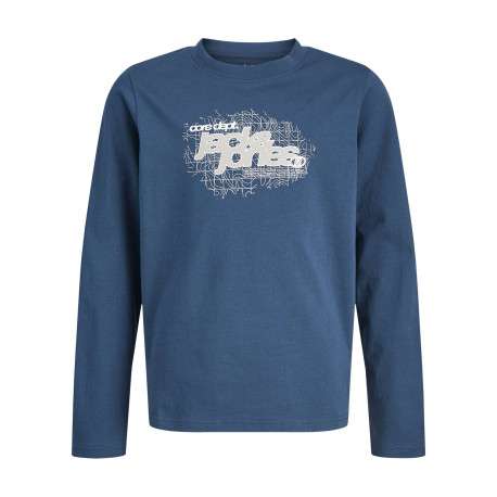 T-shirt en coton pétrole uni avec une coupe droite et un col rond