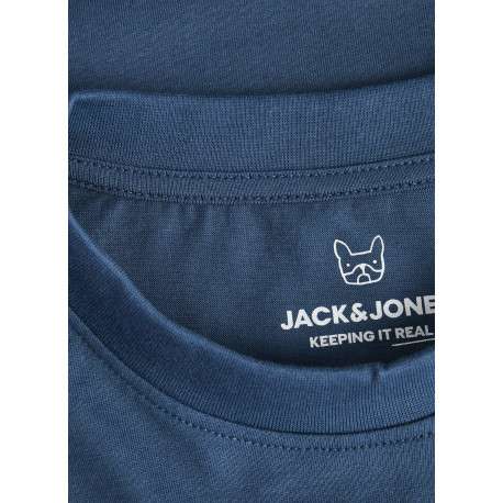 T-shirt en coton pétrole uni avec une coupe droite et un col rond - Image 2