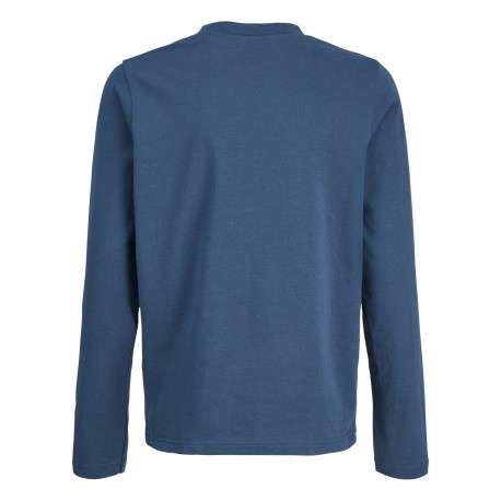 T-shirt en coton pétrole uni avec une coupe droite et un col rond - Image 3