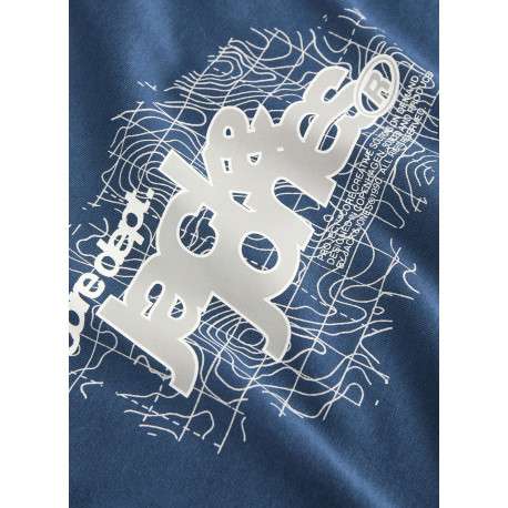 T-shirt en coton pétrole uni avec une coupe droite et un col rond - Image 4