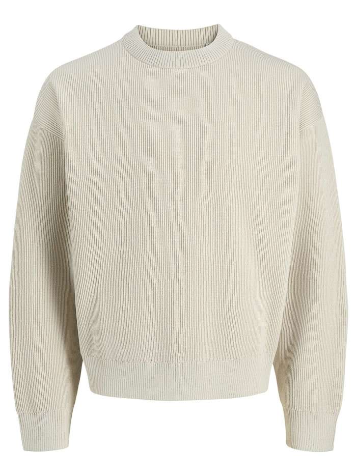 Pull écru en maille côtelée...