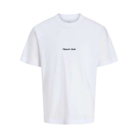 T-shirt en coton blanc uni avec une coupe droite et un col rond