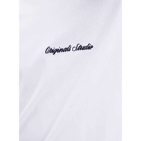 T-shirt en coton blanc uni avec une coupe droite et un col rond - Image 2