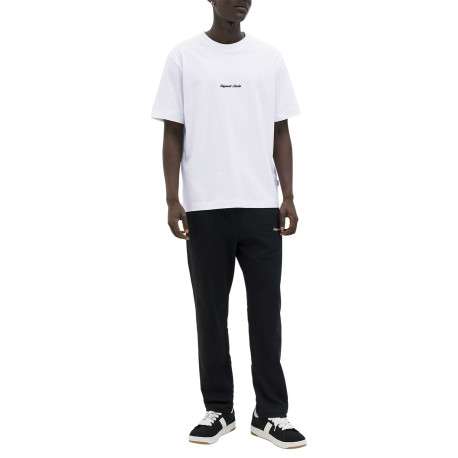 T-shirt en coton blanc uni avec une coupe droite et un col rond - Image 3