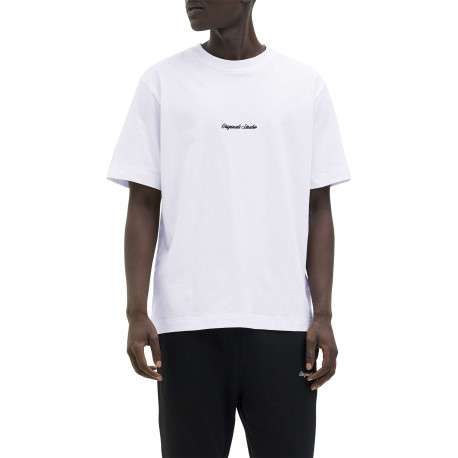 T-shirt en coton blanc uni avec une coupe droite et un col rond - Image 4