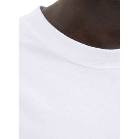 T-shirt en coton blanc uni avec une coupe droite et un col rond - Image 6
