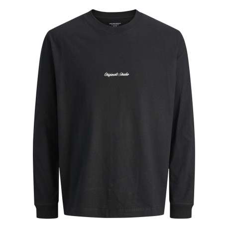 T-shirt en coton noir uni avec un col rond et une coupe droite