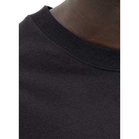 T-shirt en coton noir uni avec un col rond et une coupe droite - Image 6
