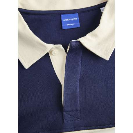 Polo en coton mélangé marine rayé avec une coupe droite et un col à revers - Image 4