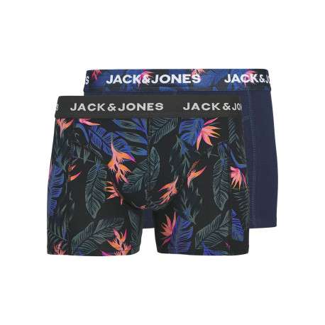 Lot de 2 boxers classiques en coton mélangé noir à coupe fermée avec des motifs