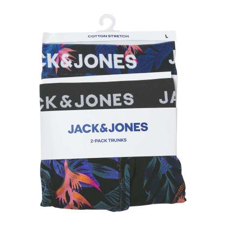 Lot de 2 boxers classiques en coton mélangé noir à coupe fermée avec des motifs - Image 2