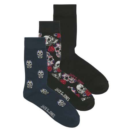 Lot de 3 paires de chaussettes noires avec des motifs et une coupe haute
