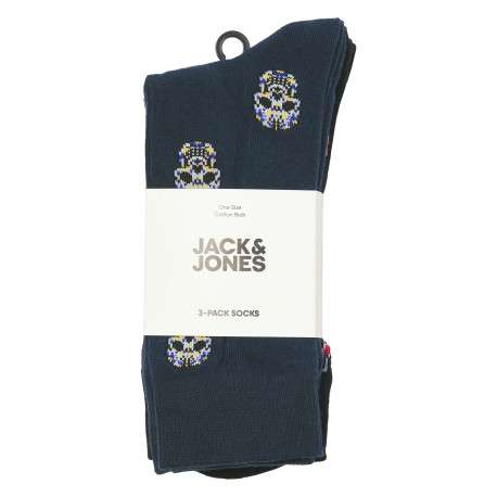 Lot de 3 paires de chaussettes noires avec des motifs et une coupe haute - Image 2