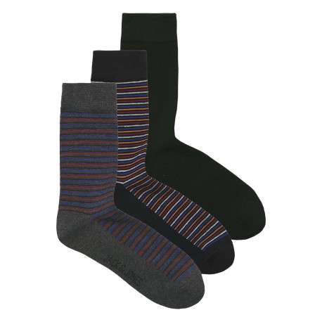 Lot de 3 paires de chaussettes hautes noires rayées avec une coupe haute