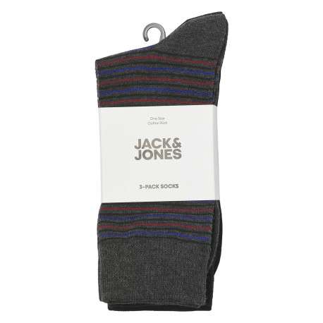 Lot de 3 paires de chaussettes hautes noires rayées avec une coupe haute - Image 2
