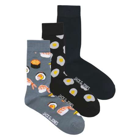 Lot de 3 paires de chaussettes hautes noires à motifs et avec une coupe haute