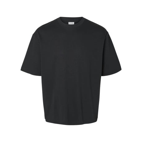 T-shirt Oscar noir uni à coupe loose avec col rond et manches courtes