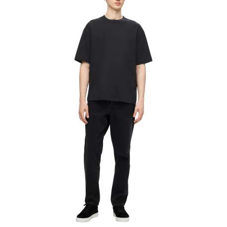 T-shirt Oscar noir uni à coupe loose avec col rond et manches courtes - Image 3