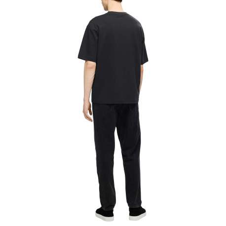 T-shirt Oscar noir uni à coupe loose avec col rond et manches courtes - Image 4