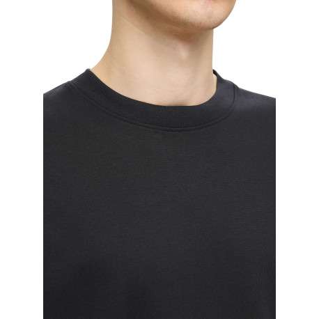T-shirt Oscar noir uni à coupe loose avec col rond et manches courtes - Image 5