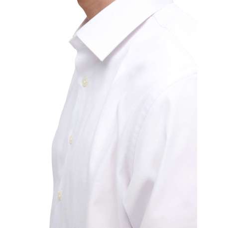 Chemise en coton biologique mélangé blanche unie à coupe droite et col français - Image 3