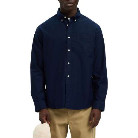 Chemise Rick en coton marine unie à coupe droite avec un col américain - Image 2