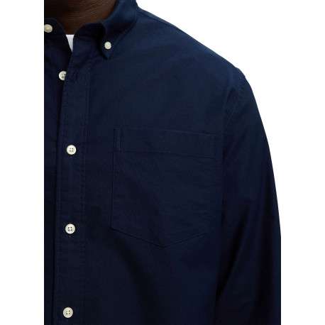 Chemise Rick en coton marine unie à coupe droite avec un col américain - Image 4