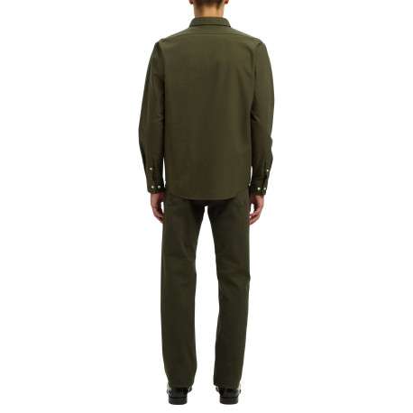 Chemise Rick en coton kaki unie à coupe droite avec un col américain - Image 3
