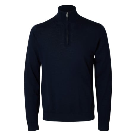 Pull en laine marine Tray en maille fine avec coupe droite et col camionneur