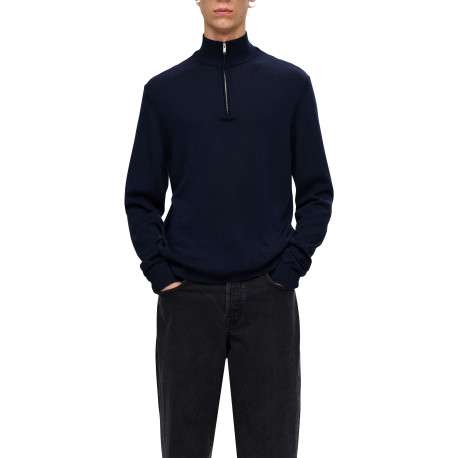 Pull en laine marine Tray en maille fine avec coupe droite et col camionneur - Image 4
