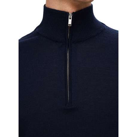 Pull en laine marine Tray en maille fine avec coupe droite et col camionneur - Image 5