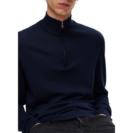 Pull en laine marine Tray en maille fine avec coupe droite et col camionneur - Image 6