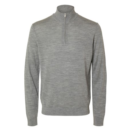 Pull en laine gris Tray en maille fine avec coupe droite et col camionneur