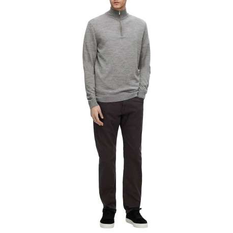 Pull en laine gris Tray en maille fine avec coupe droite et col camionneur - Image 2