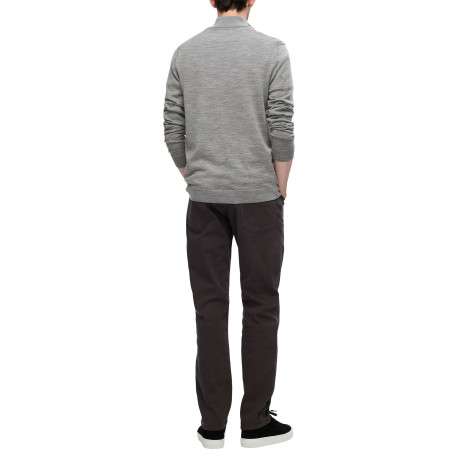Pull en laine gris Tray en maille fine avec coupe droite et col camionneur - Image 3