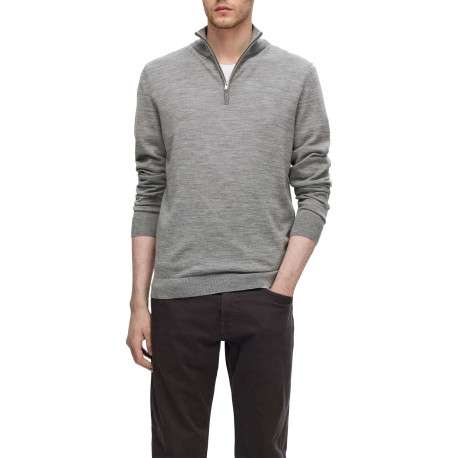 Pull en laine gris Tray en maille fine avec coupe droite et col camionneur - Image 4