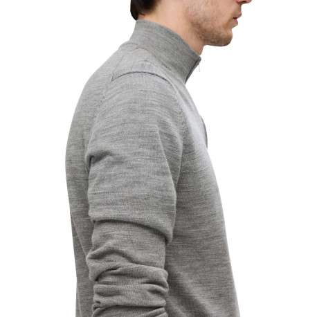 Pull en laine gris Tray en maille fine avec coupe droite et col camionneur - Image 5