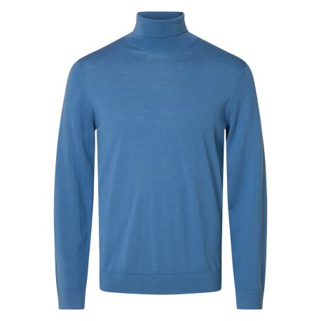 Pull en laine bleu Tray en maille fine à coupe droite et col roulé