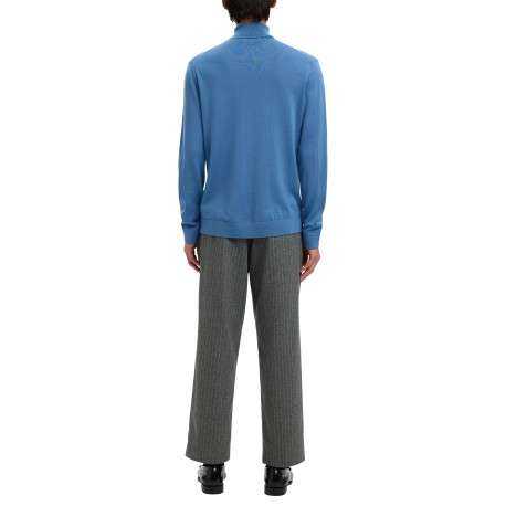 Pull en laine bleu Tray en maille fine à coupe droite et col roulé - Image 3