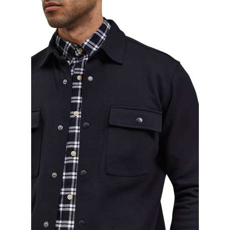 Surchemise Jackie noire en maille piquée avec coupe droite et col à revers - Image 5