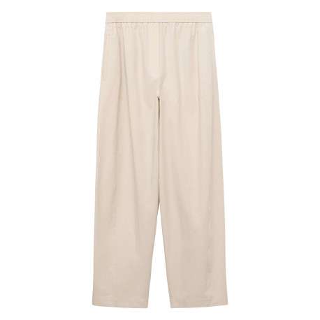 Pantalon jogging en coton écru uni avec une coupe droite et deux poches